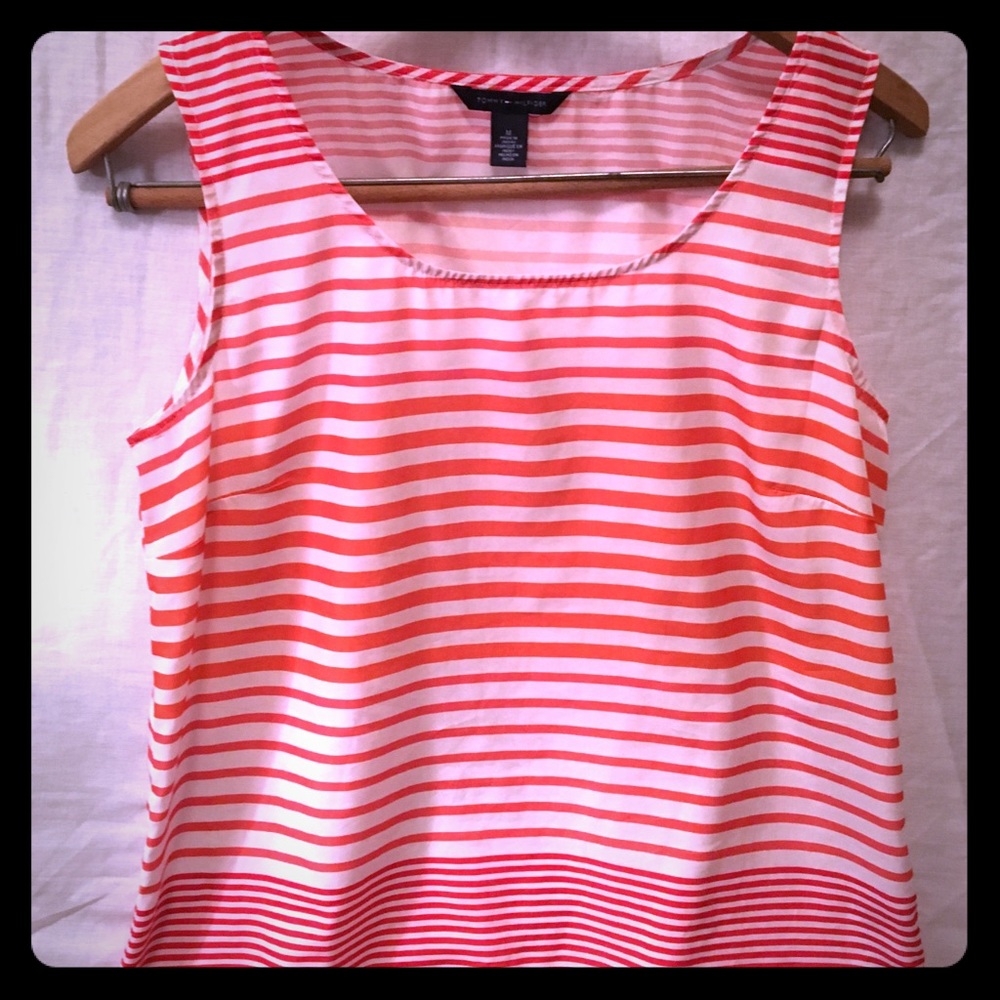 TOMMY HILFIGER (M) Orange/Wht stripe - sleeveless